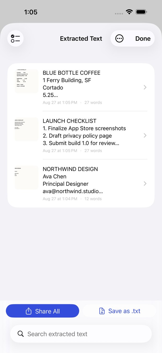 The extracted text library